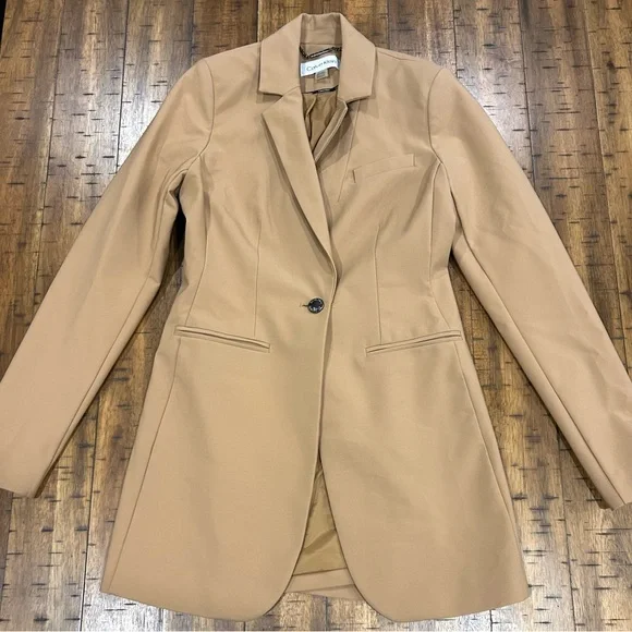 Fitted Women's Calvin Klein Tan Blazer - Picture 1 of 4